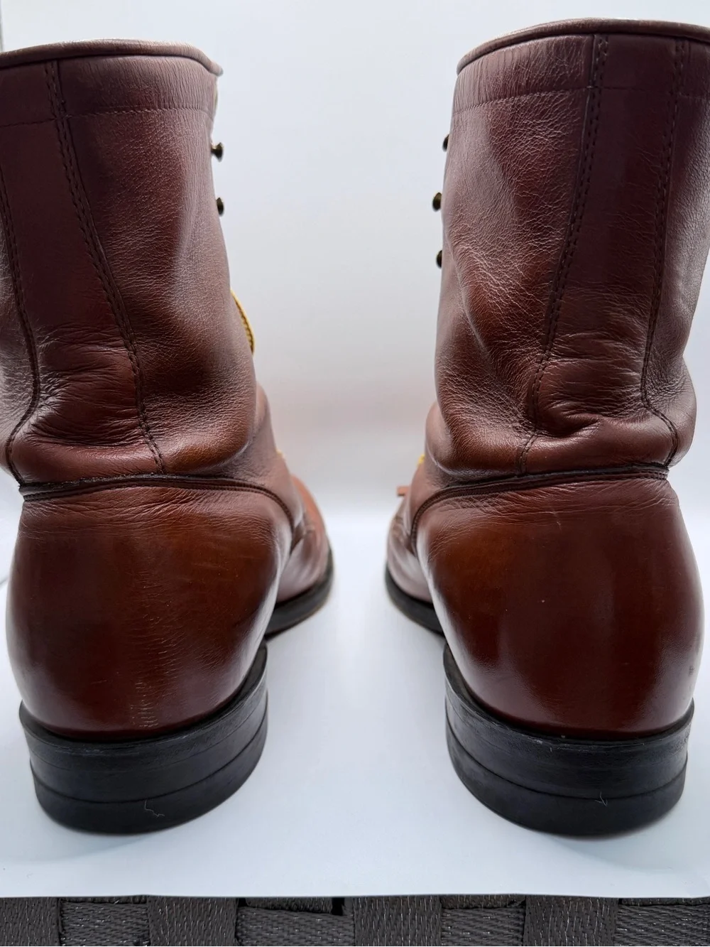 Justin Boots Brown Leather Lace-Up Roper Boots with Kiltie